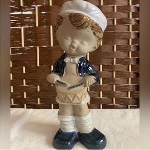 Vintage Drummer Boy Terracotta Stoneware Figurine Japan